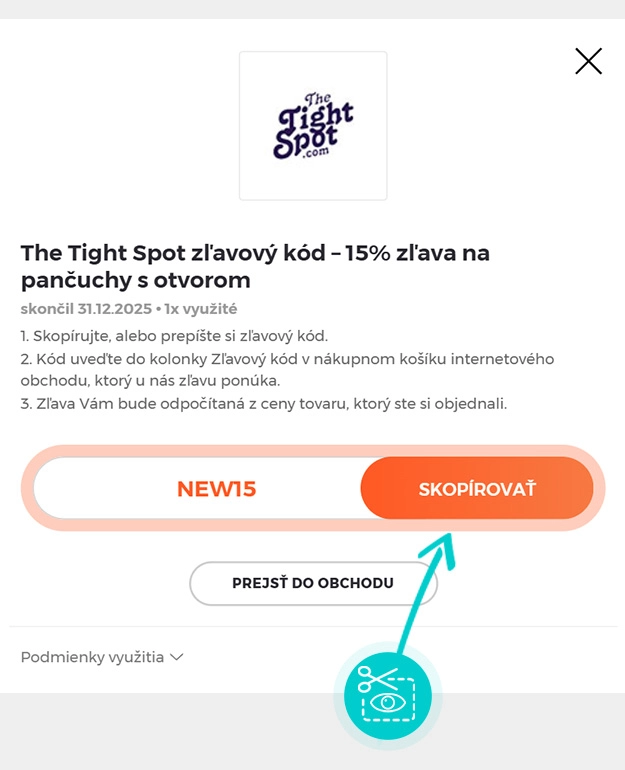 Návod ako skopírovať zľavový kód The Tight Spot