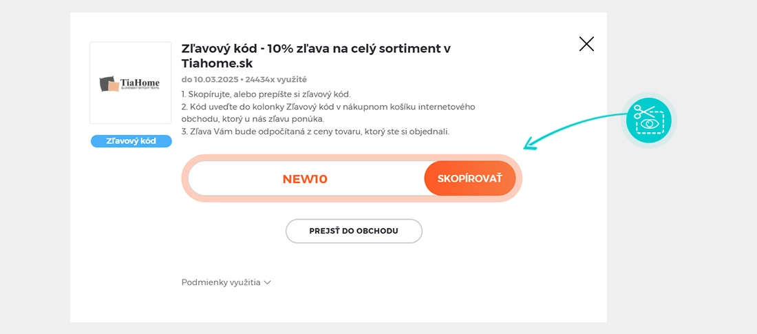 Návod ako skopírovať zľavový kód Tia Home