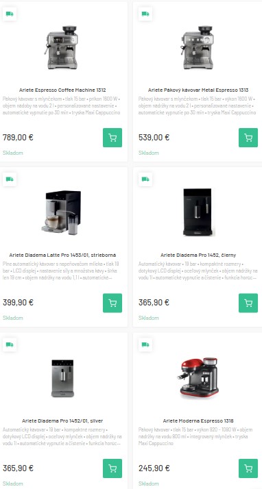 kávovary z e-shopu Ariete