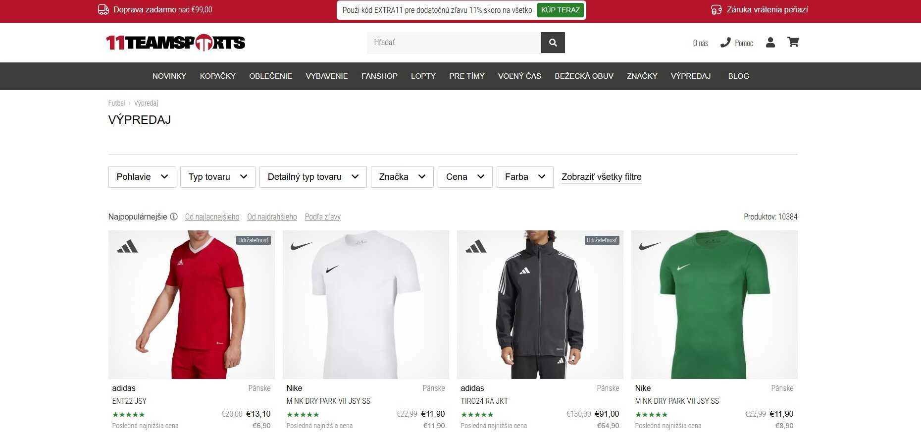 e-shop 11teamsports výpredaj