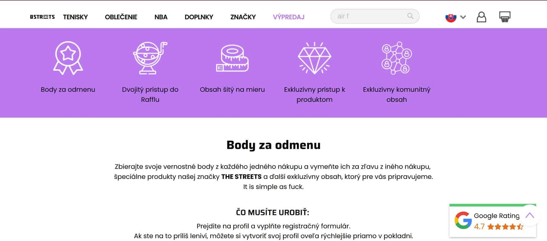 The Streets vernostný program a návod, ako sa do neho registrovať
