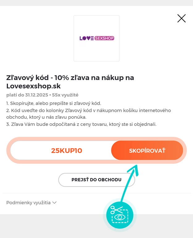 Návod ako skopírovať zľavový kód Lovesexshop