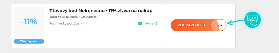 Ukážka zľavového kódu Nekonečno