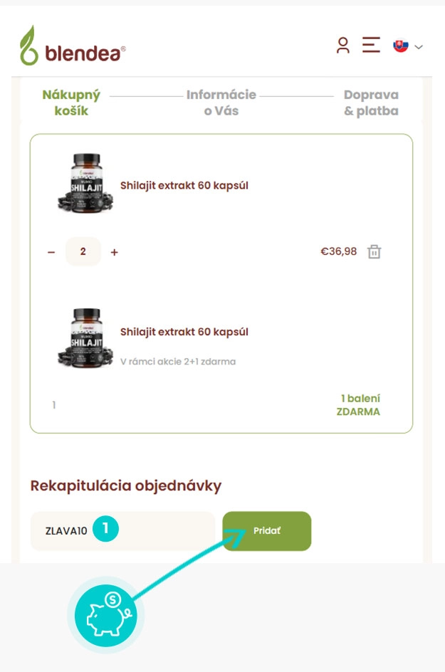 Návod ako uplatniť zľavový kód v košíku e-shopu Blendea