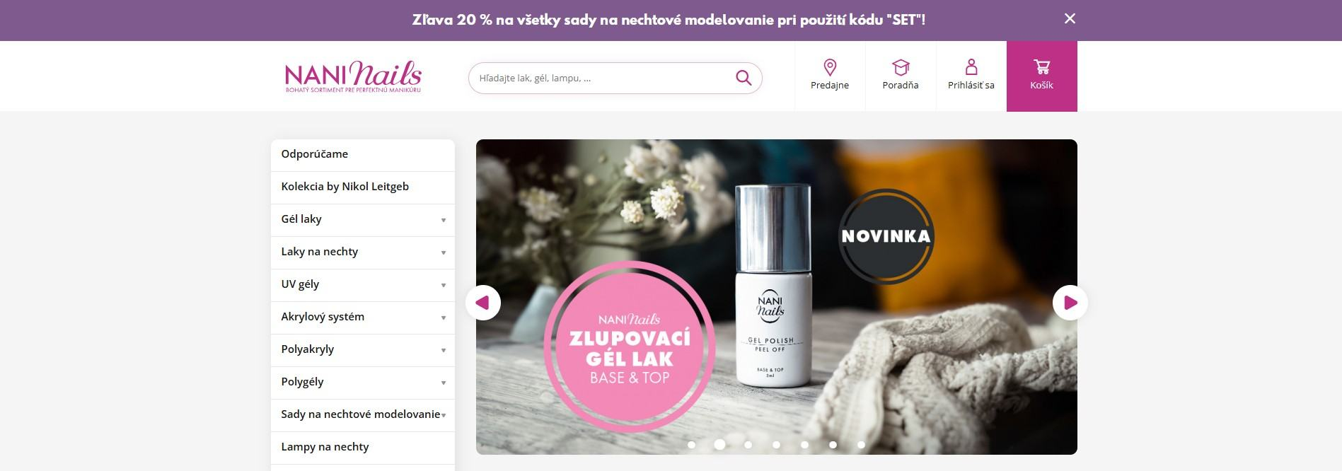 homepage NaniNails zlupovací gél lak