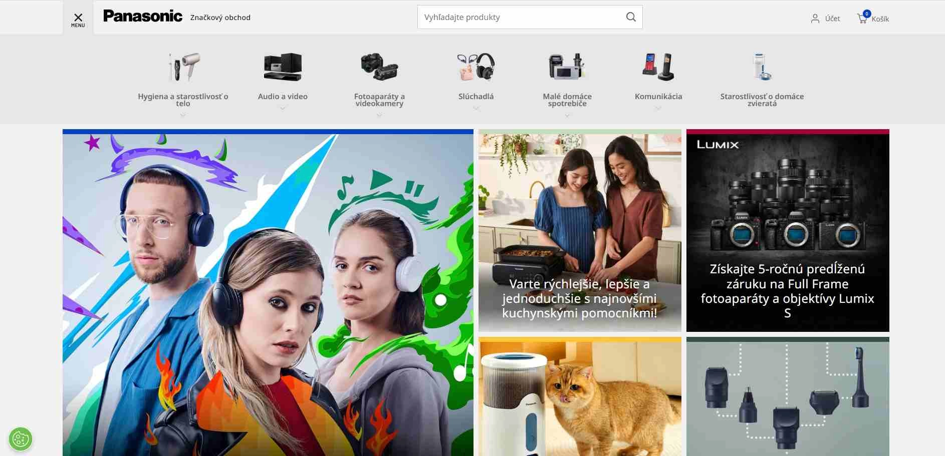 homepage Panasonic slúchadlá malé domáce spotrebiče fotoaparáty audio