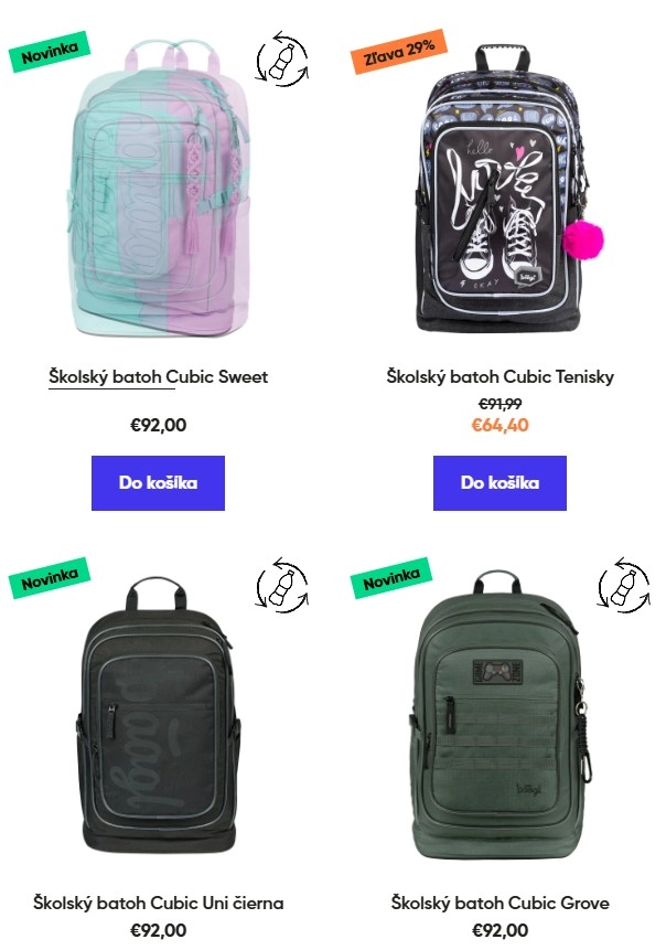 školské batohy s rôznymi motívmi