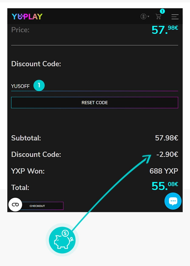 Návod ako uplatniť zľavový kód v košíku e-shopu Yuplay