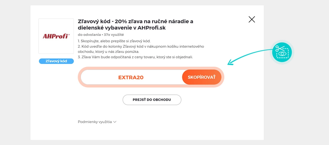 Návod ako skopírovať zľavový kód AHProfi