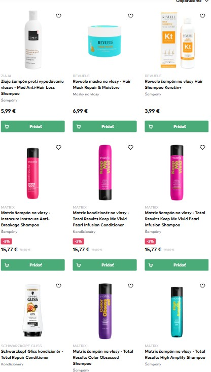 produkty pre starostlivosť o vlasy