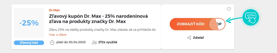 Ukážka zľavového kódu Dr.Max