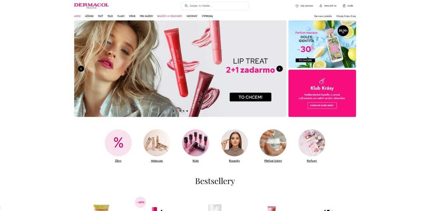Homepage Dermacol s ponukou produktov na pery