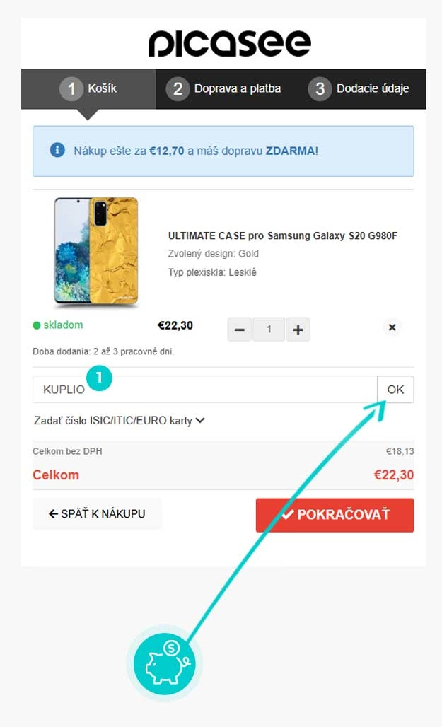 Návod ako uplatniť zľavový kód v košíku e-shopu Picasee