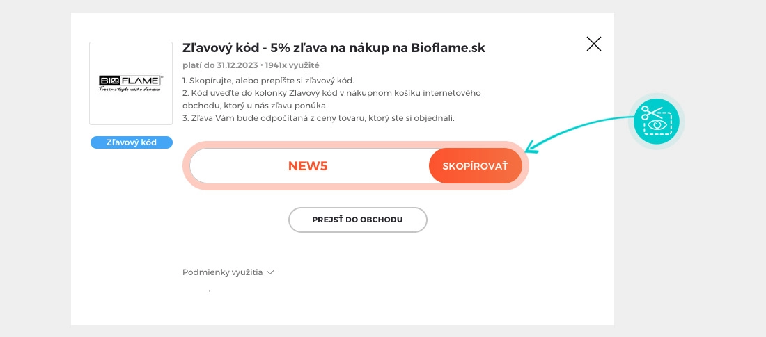 Návod ako skopírovať zľavový kód BioFlame