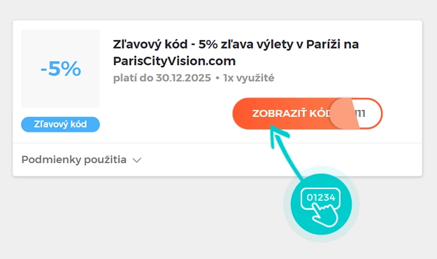 Ukážka zľavového kódu Paris City Vision
