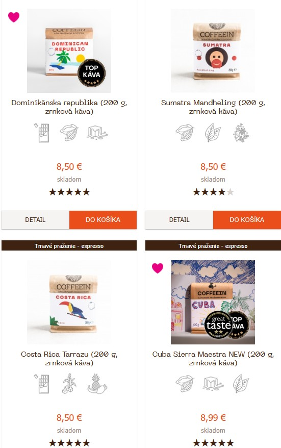 čerstvo pražená káva z e-shopu Coffeein