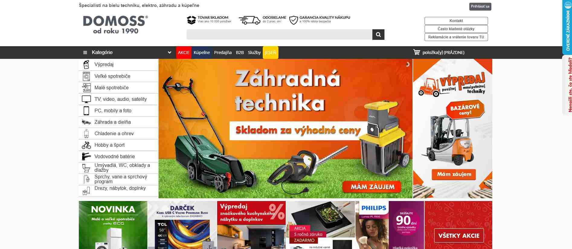 homepage Domoss záhradná technika