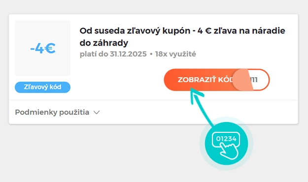 Ukážka zľavového kódu Od suseda