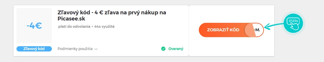 Ukážka zľavového kódu Picasee