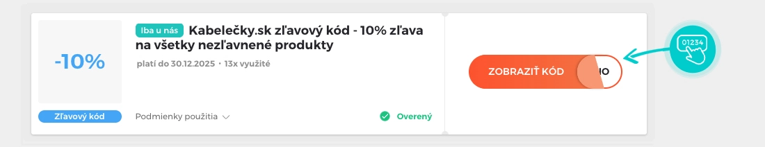Ukážka zľavového kódu Kabelečky.sk