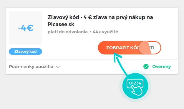 Ukážka zľavového kódu Picasee