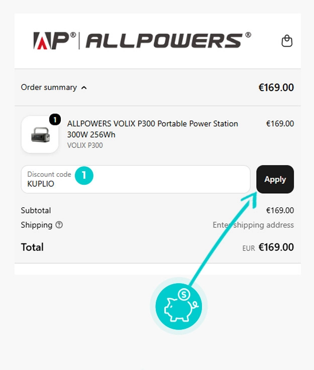 Návod ako uplatniť zľavový kód v košíku e-shopu Allpowers