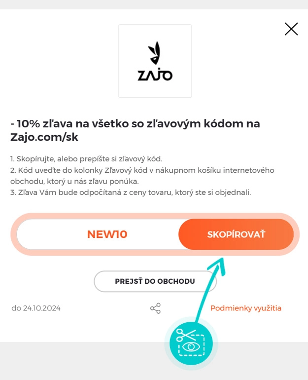 Návod ako skopírovať zľavový kód Zajo