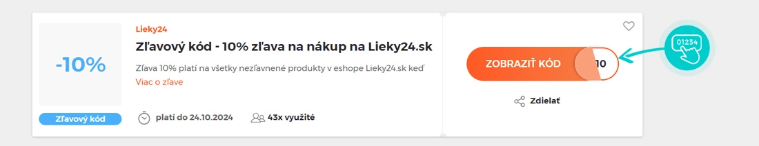 Ukážka zľavového kódu Lieky24