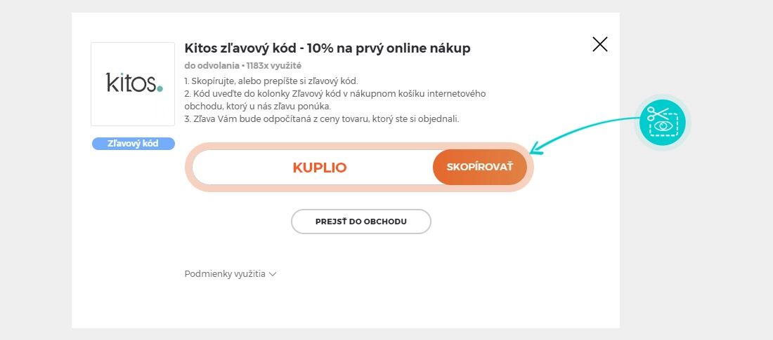 Návod ako skopírovať zľavový kód Kitos