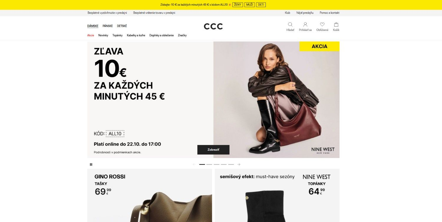 Homepage CCC s ponukou obuvi a módnych doplnkov