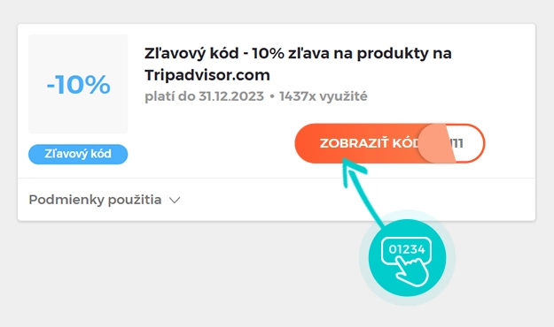 Ukážka zľavového kódu Tripadvisor
