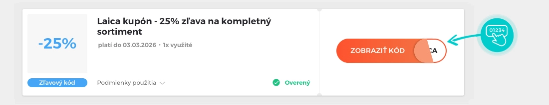 Ukážka zľavového kódu Laica