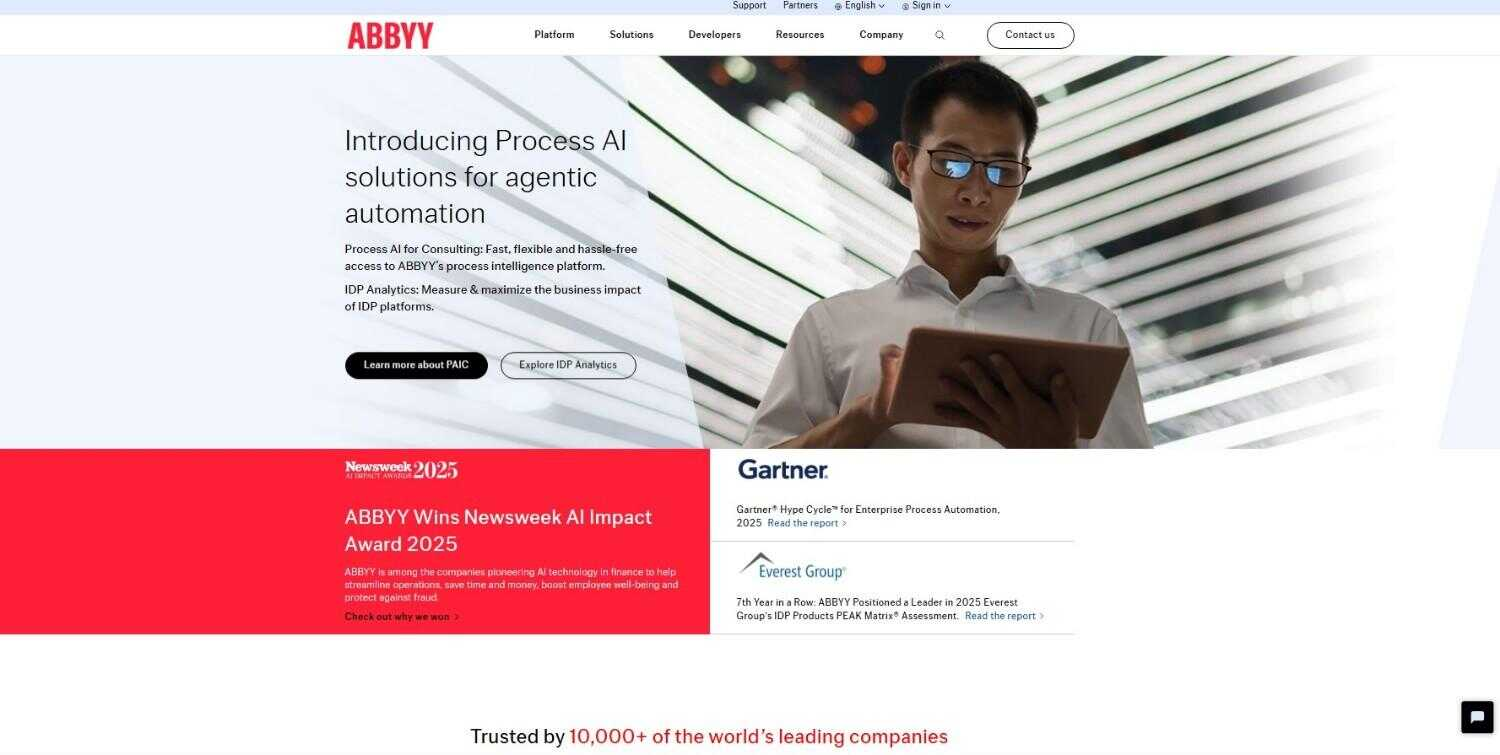 Homepage Abbyy s ponukou softvérov