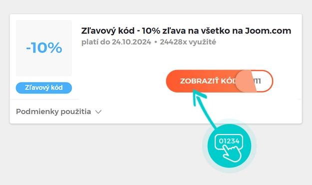 Ukážka zľavového kódu Joom
