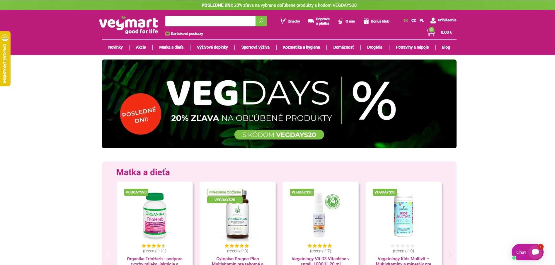 homepage Vegmart výživové doplnky športová výživa kozmetika a hygiena domácnosť