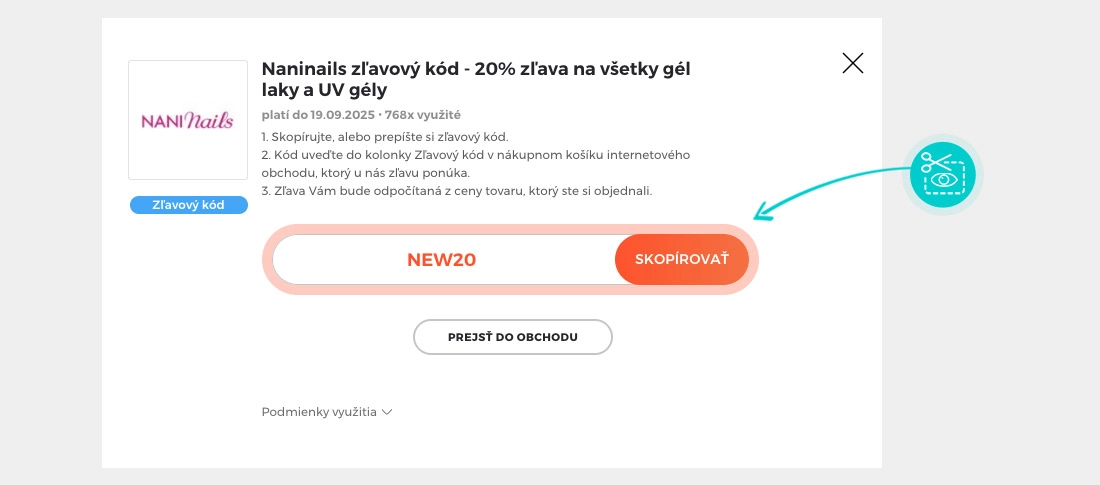 Návod ako skopírovať zľavový kód NaniNails