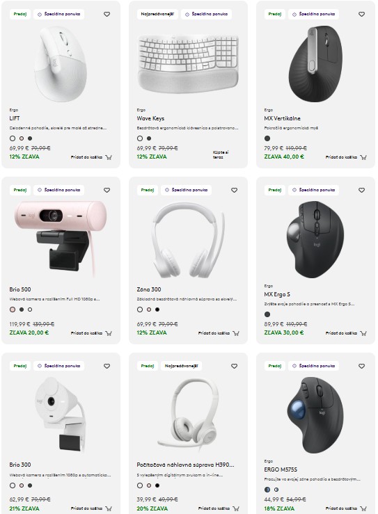 produkty z e-shopu Logitech