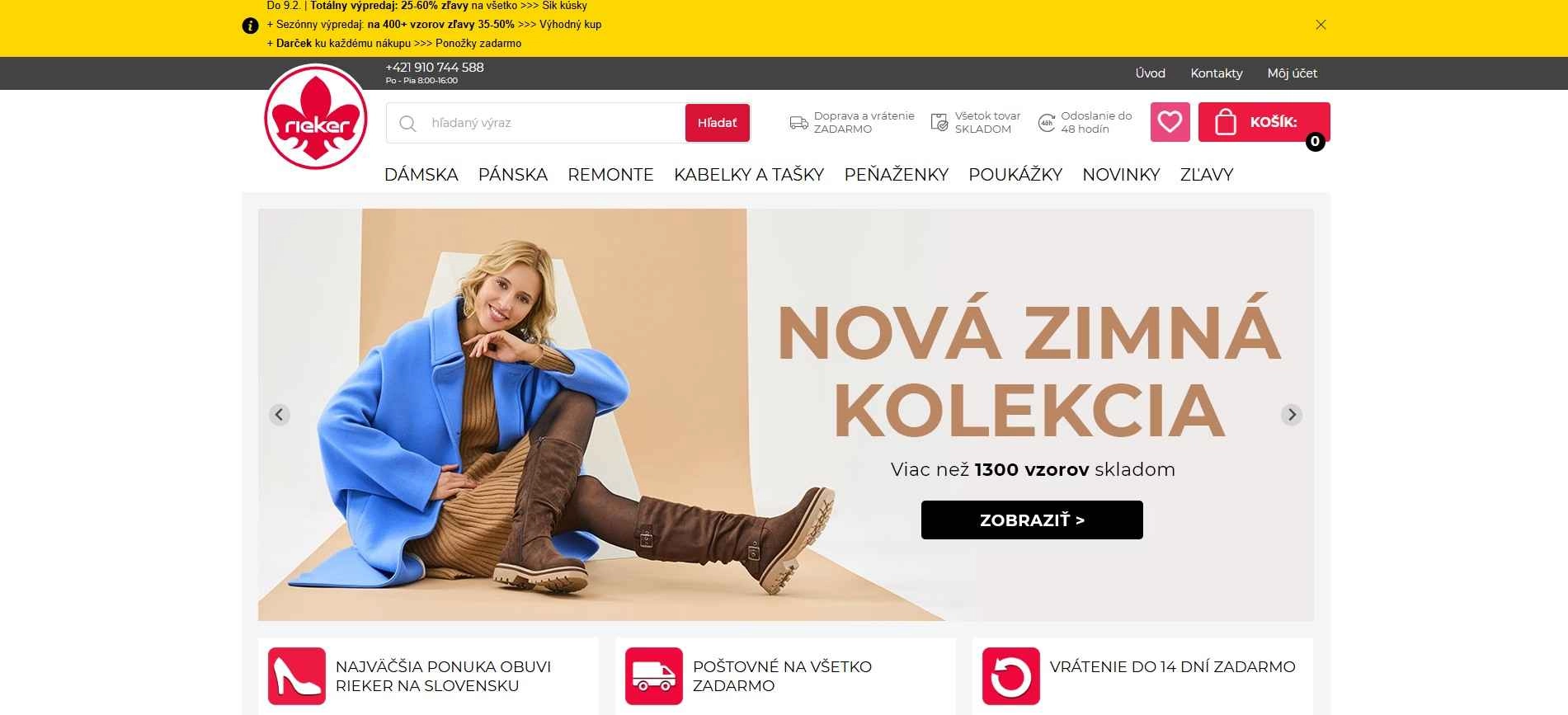 homepage Rieker dámska pánska obuv kabelky tašky peňaženky