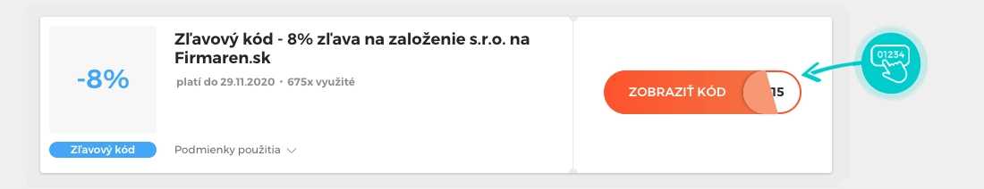 Ukážka zľavového kódu Firmáreň