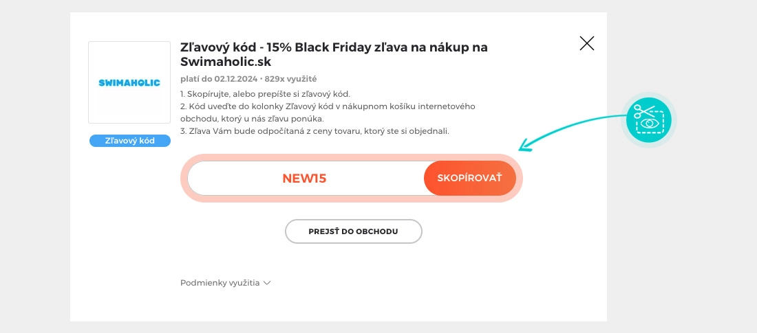 Návod ako skopírovať zľavový kód Swimaholic