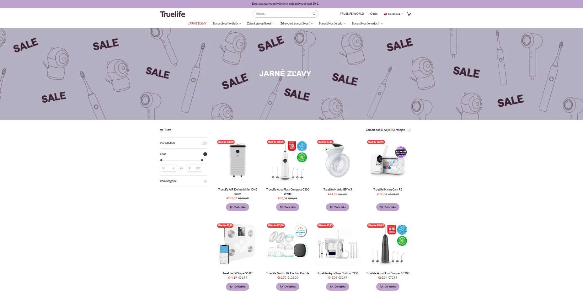 Zlacnené produkty značky TrueLife v sekcii Jarné zľavy