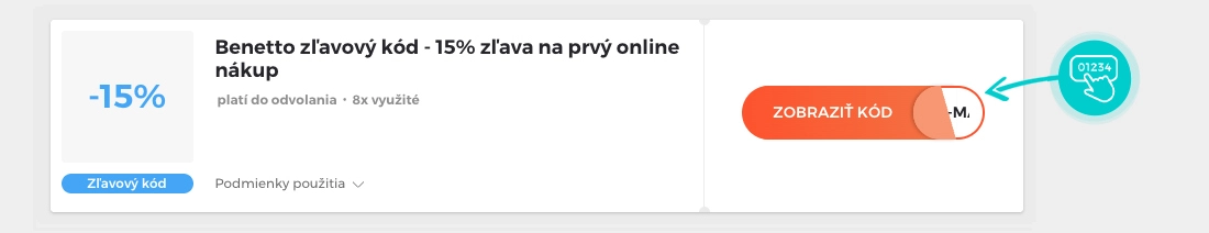 Ukážka zľavového kódu Benetton