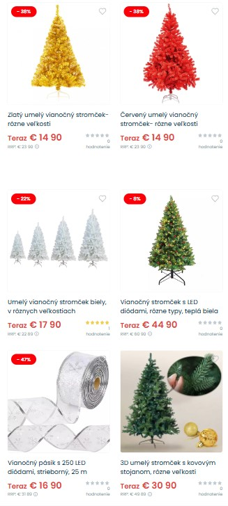 vianočné stromčeky v e-shope Alinda