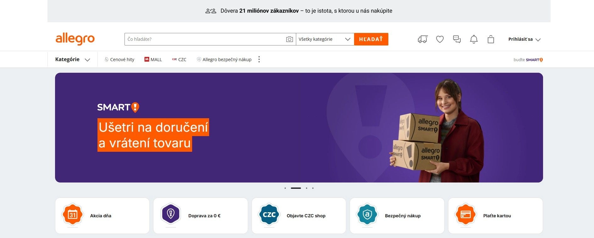 homepage Allegro vernostný program Allegroo Smart