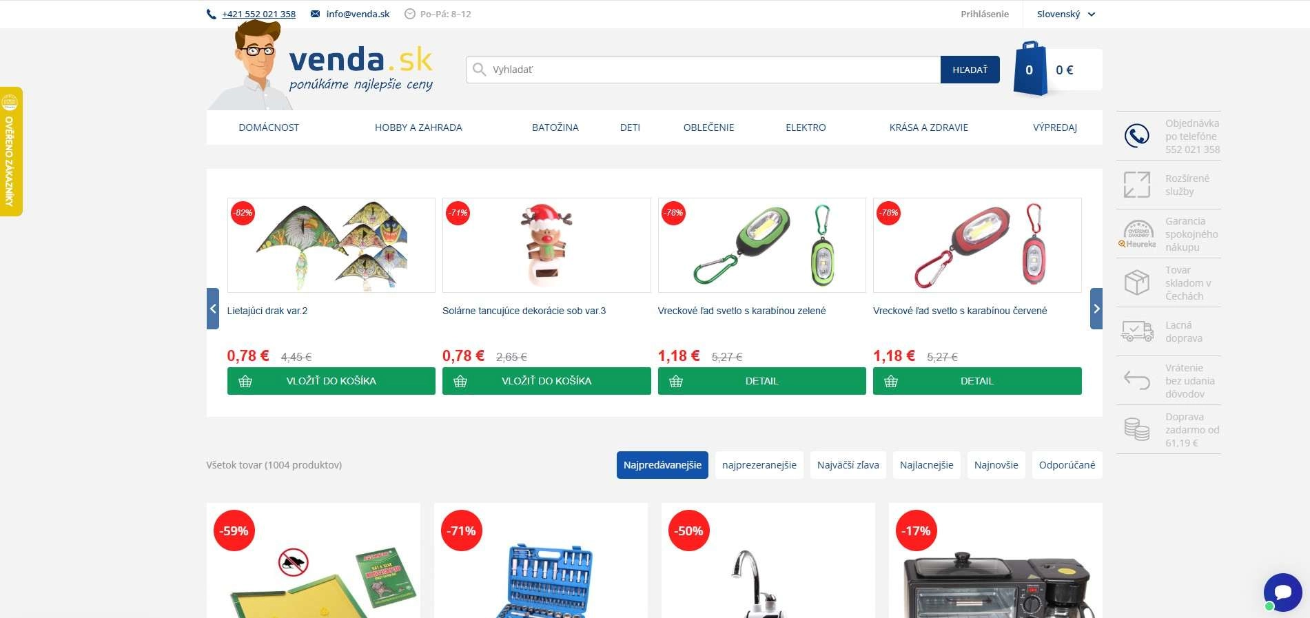 homepage Venda.sk domácnosť hobby a záhrada batožina