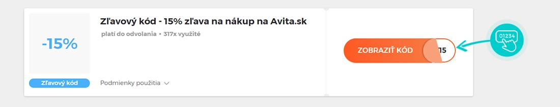 Ukážka zľavového kódu Avita
