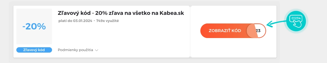 Ukážka zľavového kódu Kabea