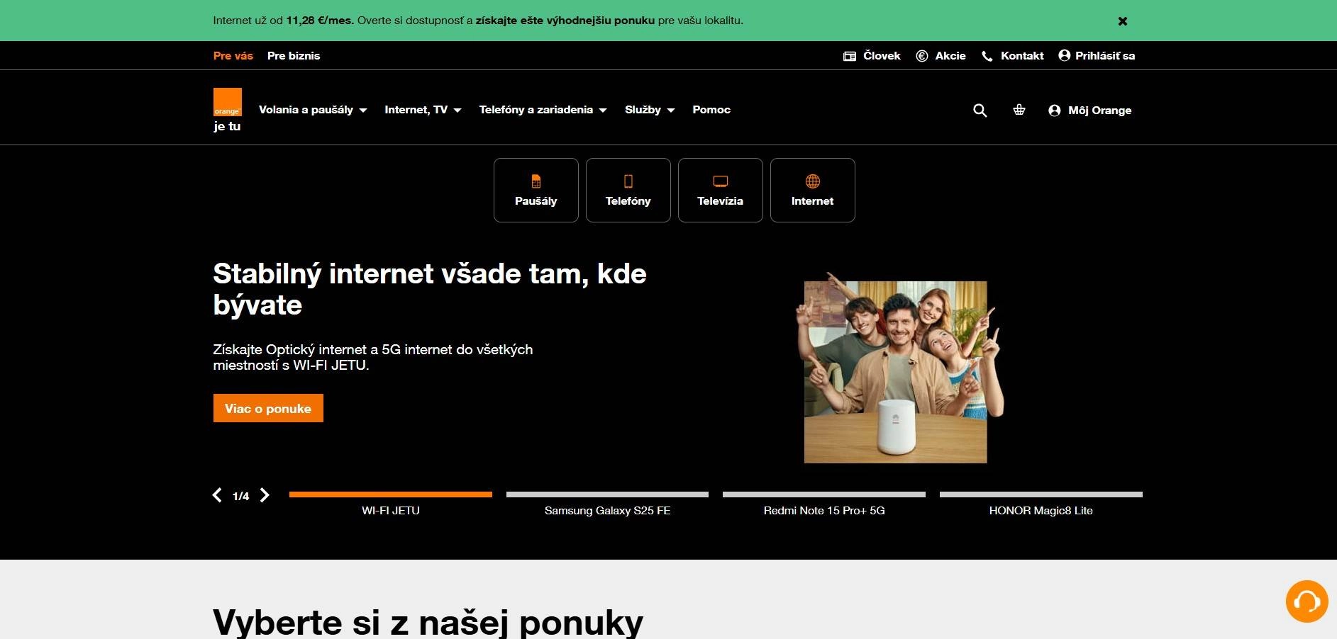 homepage Orange paušály internet telefóny zariadenia