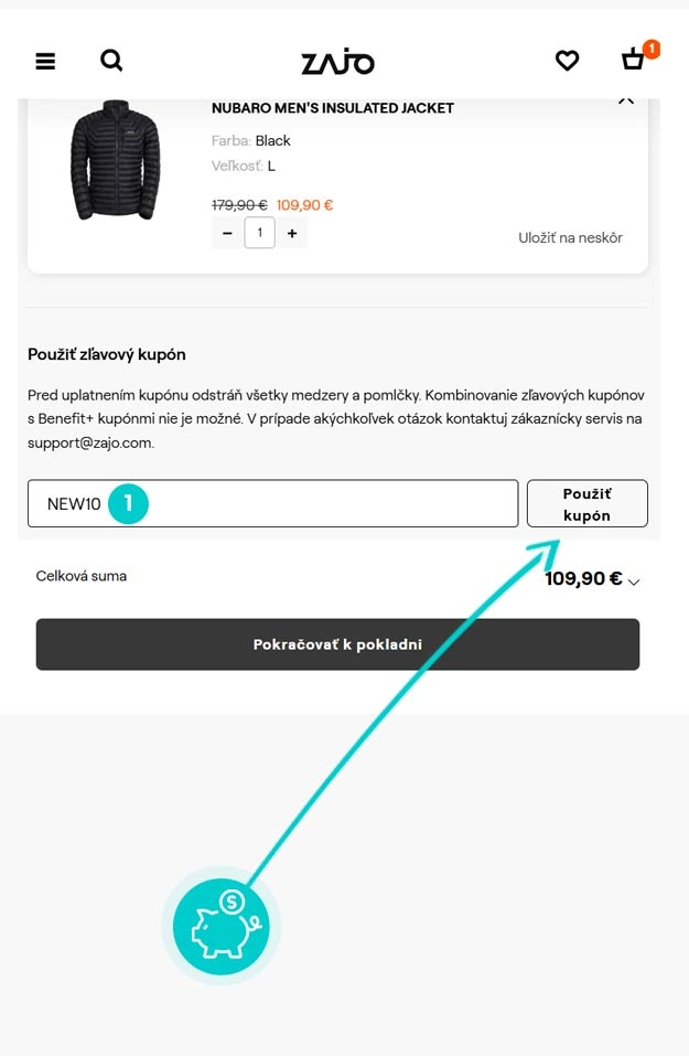 Návod ako uplatniť zľavový kód v košíku e-shopu Zajo