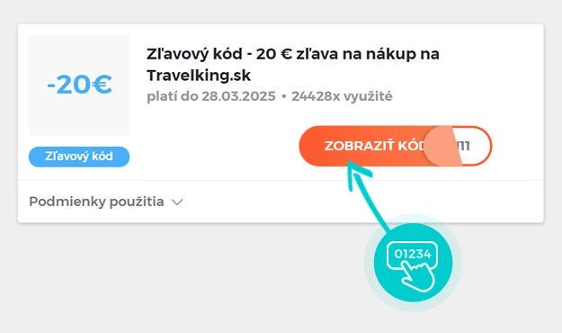 Ukážka zľavového kódu Travelking